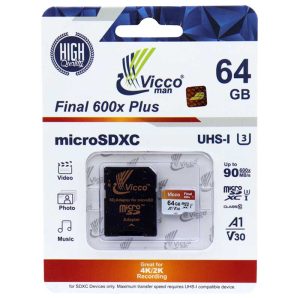 کارت حافظه microSDXC ویکو من مدل Final 600X کلاس 10 استاندارد UHS-I U3 سرعت 90MBps ظرفیت 64گیگابایت همراه با آداپتور SD